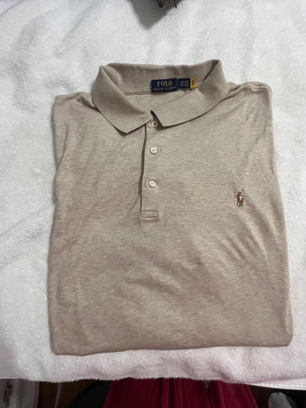 Polo by Ralph Lauren Heather Beige Men's Short-Sleeve Polo 4XB. 4TG